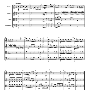 First page to the of Mozart's "Ganz Kleine Nachtmusik" in a string quartet arrangement by Ljova