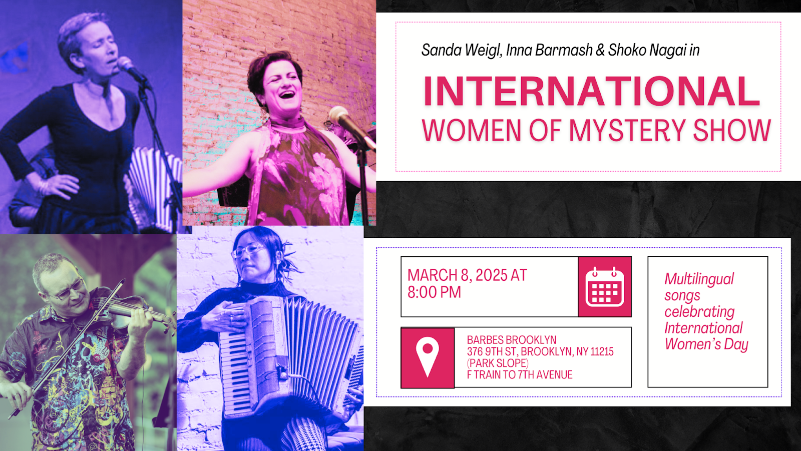 inna_sanda_shoko-march82025-poster Inna Barmash Sanda Weigl Shoko Nagai and Ljova at Barbes