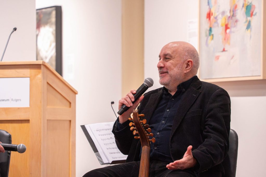 Ara Dinkjian answers an audience question at the Zimmerli Art Museum, Rutgers University, March 2026